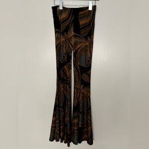 Free People Brown & Black Printed Velvet Flare Pants